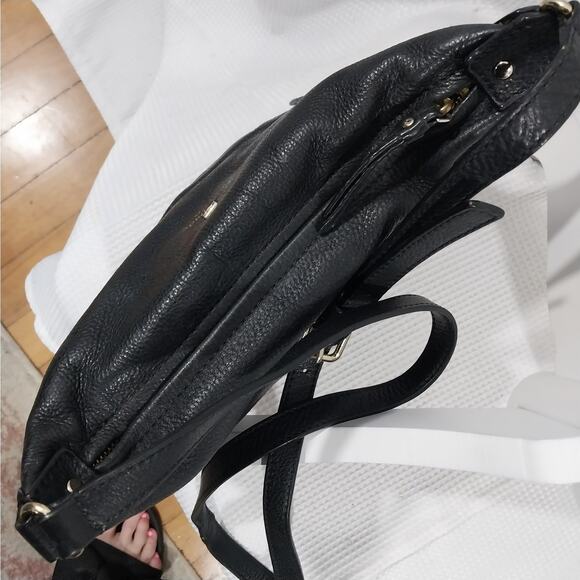 KATE SPADE! BLACK PEBBLED GENUINE LEATHER LOGO FRONT CROSSBODY, SHOULDER BAG! - Picture 10 of 13